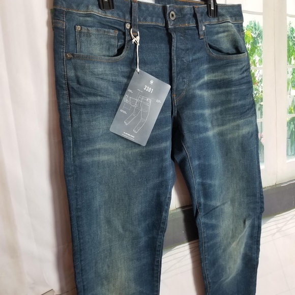G-Star Raw 3301 Slim Straight Leg Dark Wash Jeans - Picture 2 of 7